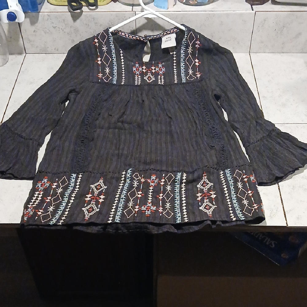 Knox Rose Black Embroidered Blouse